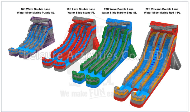 20ft volcano double lane water slide marble red sl