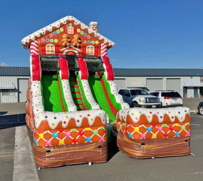16ft double lane water slide ginger bread house sl