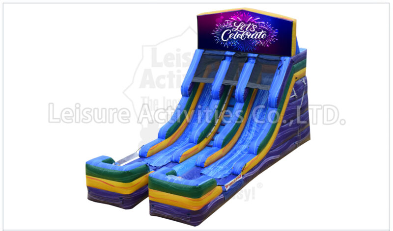 16ft multi theme double lane water slide marble purple sl