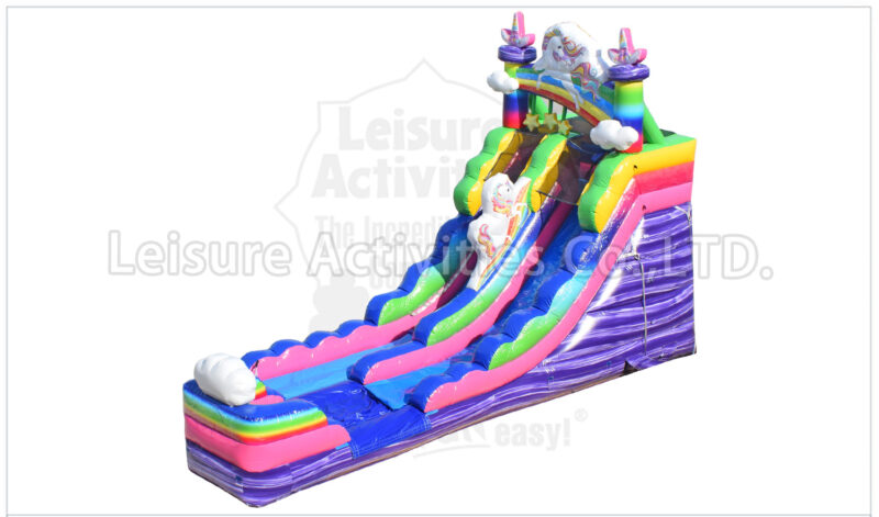 16ft single lane water slide unicorn rainbow sl
