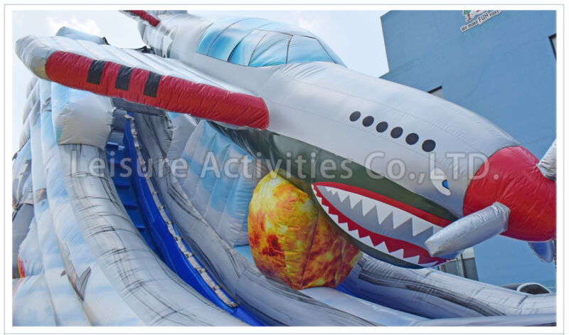 20ft single lane water slide shark mouth fighter plane sl