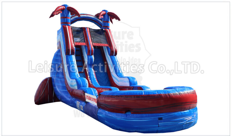 18ft red blue single lane water slide ripl