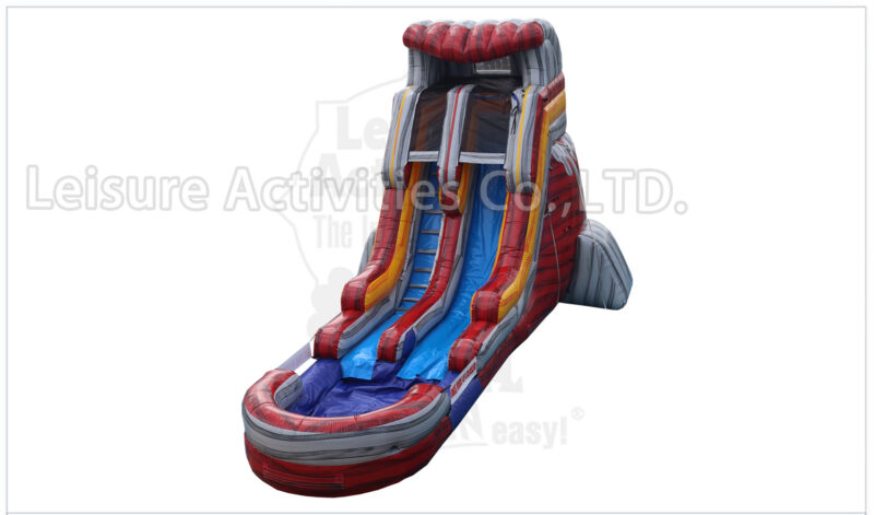 18ft volcano marble red single lane water slide ripl