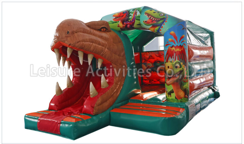 t rex bouncy castle with slide
