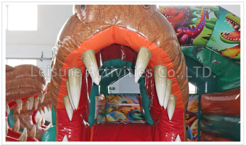 t rex bouncy castle with slide