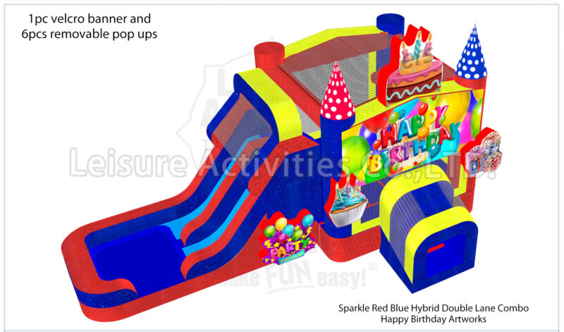 sparkle red blue hybrid double lane combo happy birthday artworks