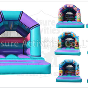 a frame purple teal bouncy castle