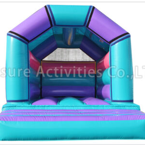 a frame purple teal bouncy castle