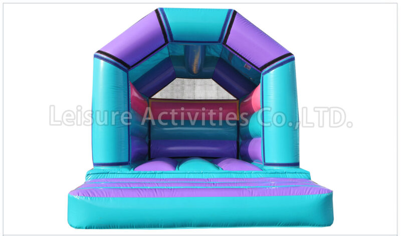 a frame purple teal bouncy castle