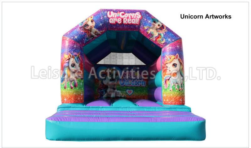 a frame purple teal bouncy castle