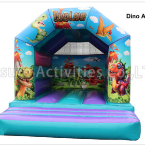 a frame purple teal bouncy castle