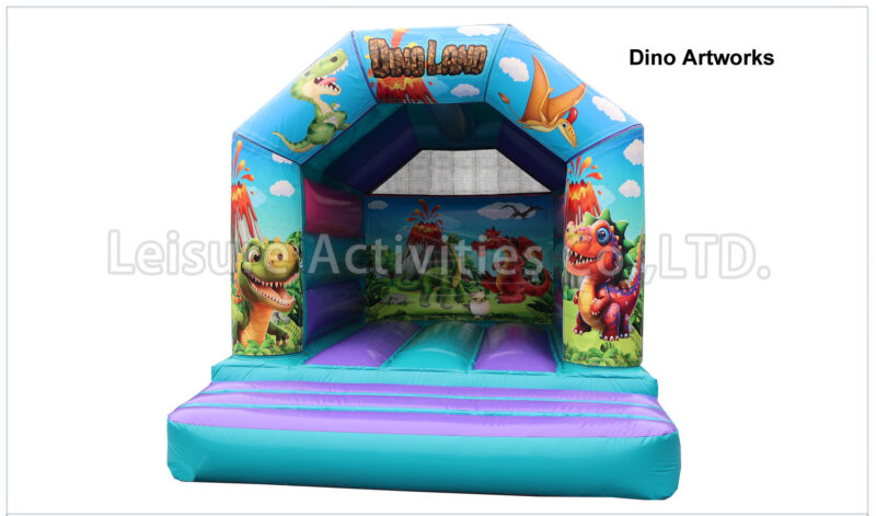 a frame purple teal bouncy castle