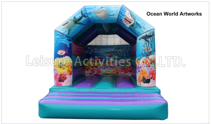 a frame purple teal bouncy castle