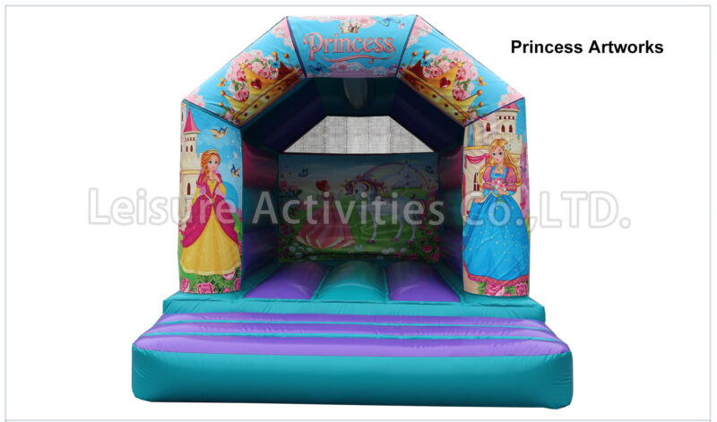 a frame purple teal bouncy castle