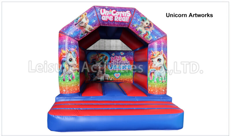a frame red blue bouncy castle