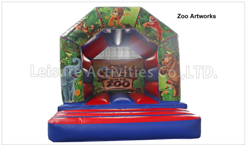 a frame red blue bouncy castle