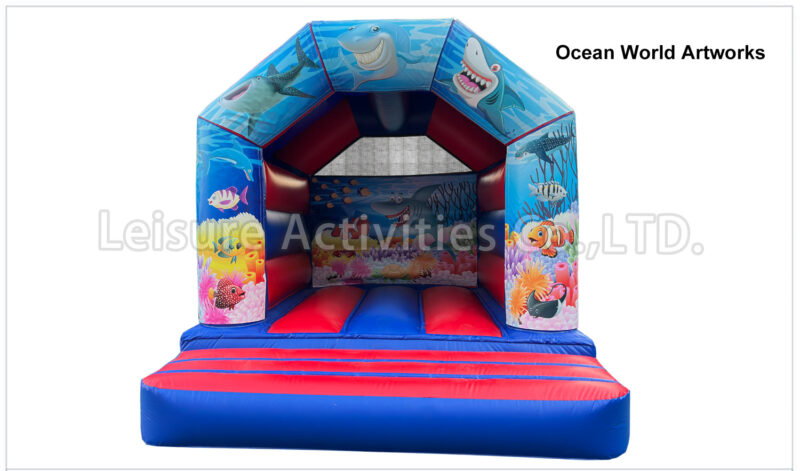 a frame red blue bouncy castle