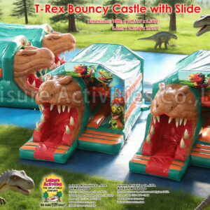 t rex bouncy castle with slide