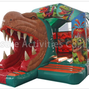 t rex bouncy castle with slide