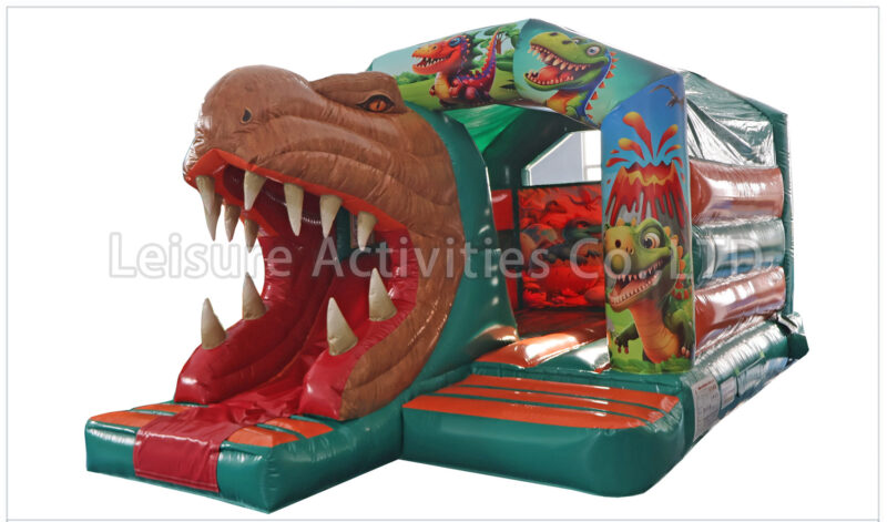 t rex bouncy castle with slide