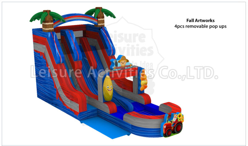 18ft hybrid double lane water slide ripl (max height 19ft)