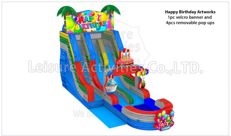 hybrid 19ft double lane water slide ripl