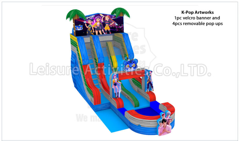 hybrid 19ft double lane water slide ripl