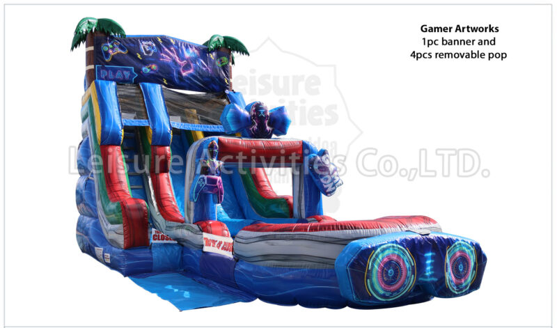 hybrid 19ft double lane water slide ripl