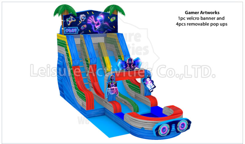 hybrid 19ft double lane water slide ripl