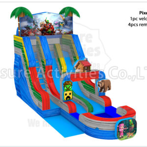 hybrid 19ft double lane water slide ripl