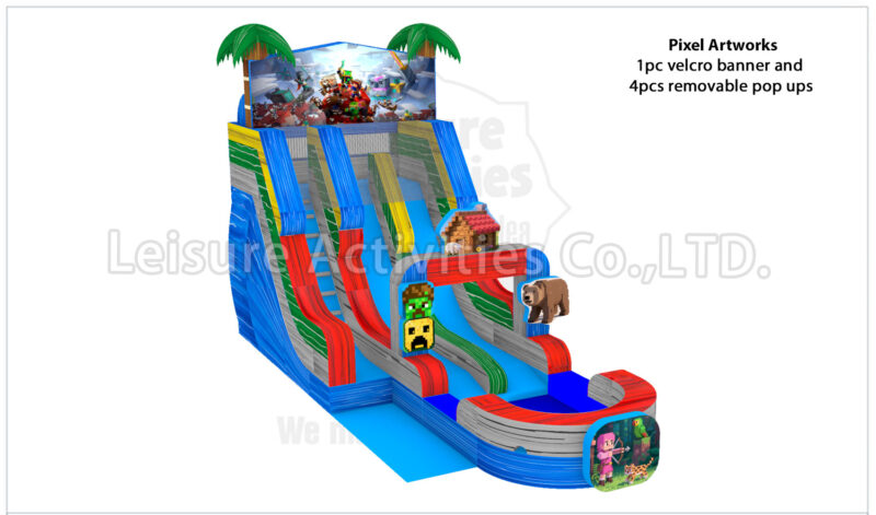 hybrid 19ft double lane water slide ripl
