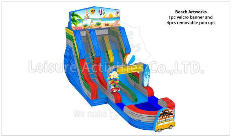 hybrid 19ft double lane water slide ripl