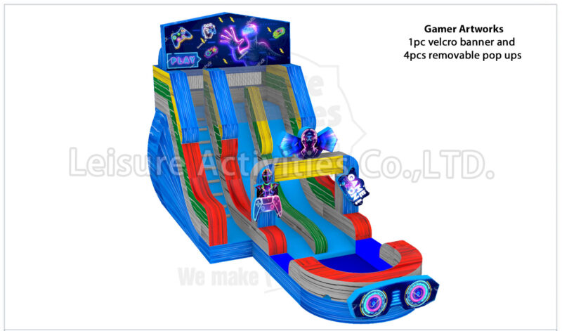 hybrid 19ft double lane water slide ripl