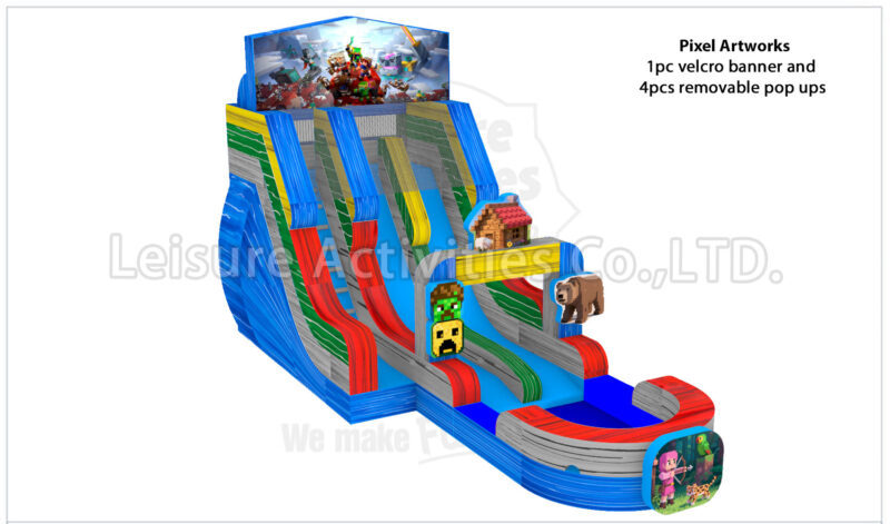 hybrid 19ft double lane water slide ripl